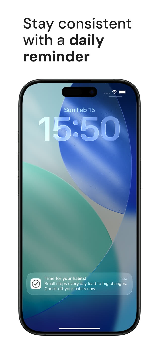 Bare Habits settings and reminders screen